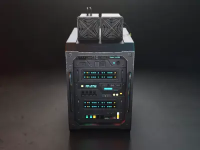 Data Rack or Small Server Unit Low-poly 3D model