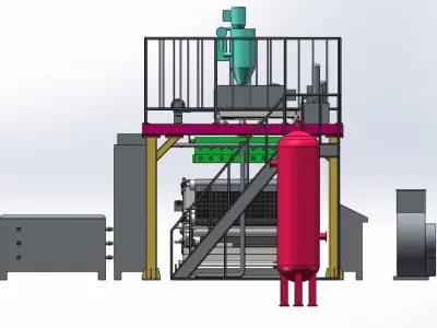 Melt spray cloth production line 3D model