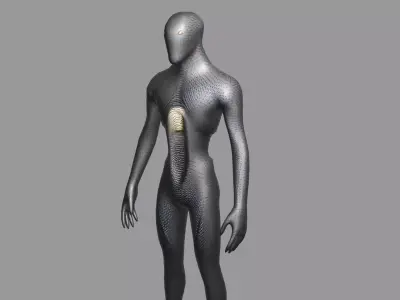 Black Scaled Humanoid Alien Creature 3D model