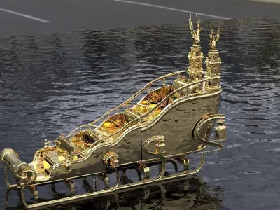 Snow sleigh of Santa Claus ornate 3D model