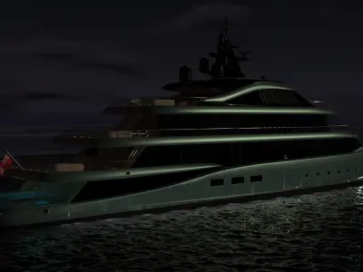 Kensho Superyacht Night Scene 3D model