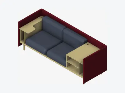 Sofa - Contemporary - Flame - Medium - Corner Shelf Low-poly 3D model buy