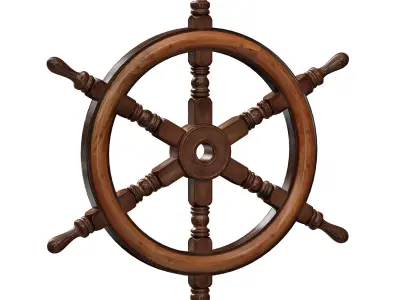 Wooden sea steering wheel 3D model