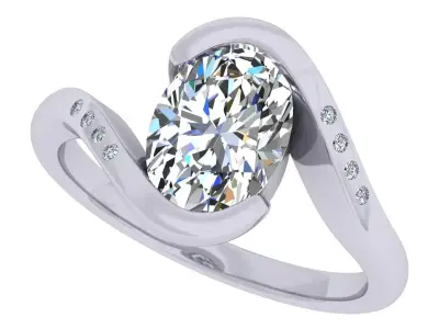 Oval Stone Bypass Ring 3D print model
