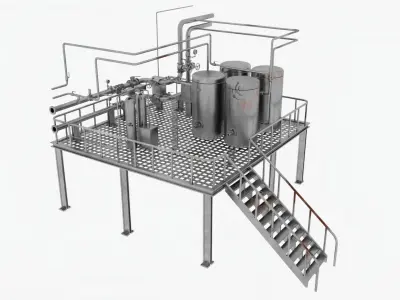 Factory Industrial Kitbash Low-poly 3D model