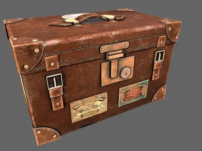 Suitcase Luggage Travel Lowpoly Vintage 3d Game model Low-poly 3D model