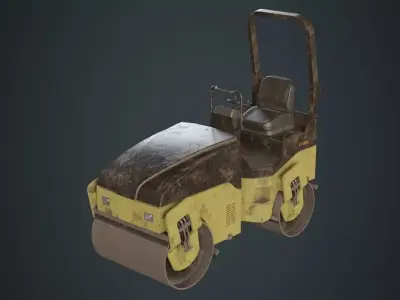Road Roller 1B Low-poly 3D model