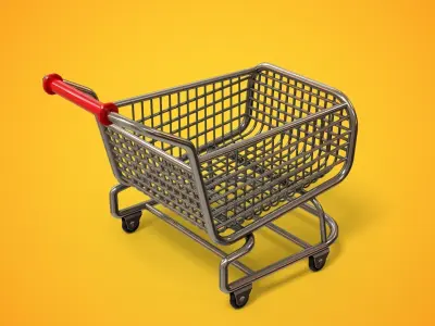 Stylized Shopping Cart Low-poly 3D model