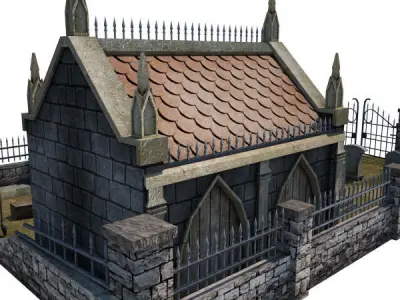 Medieval Cemetery Low-poly 3D model