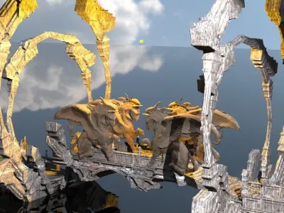 Greek Pegasus Rings  3D model