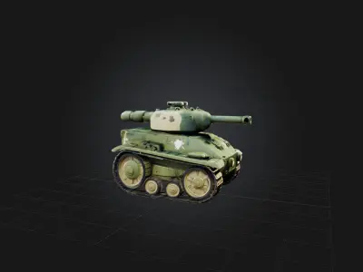 Cartoon Tank Low-poly 3D model