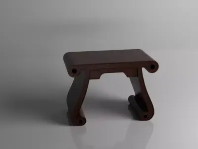 Antique Wooden Scroll Stool Free 3D model