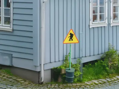 Entering Troll Territory Road Warning Sign Low-poly 3D model