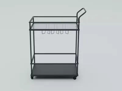 Hospital Bedside Stainless Table Low-poly 3D model