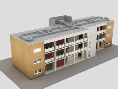 Realistic European City Block Building 30 Low-poly 3D model