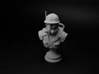 Underwater Soldier Bust Chess 3D print model
