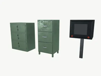 Metal Storage Locker Low-poly 3D model