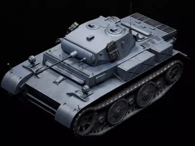 Panzer 2 Luchs WW2 German Tank Rigged Low-poly 3D model