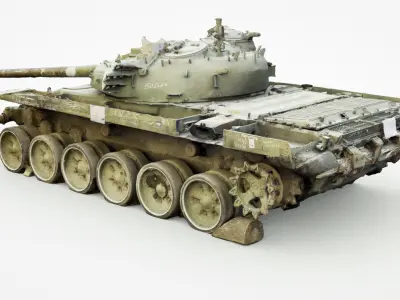 Russian T-72 tank destroyed by Ukrainian army 3D model