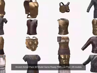 Ancient Armor Pack 3D Model Game Ready PBR Low Poly
