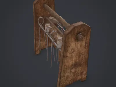 Medieval Blacksmith Tool Rack Low-poly 3D model purchase