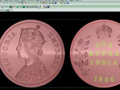 Victoria Empress and One Rupee Coin of 1906 3D print model