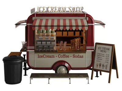 IceCream Food Cart Trailer 3D model