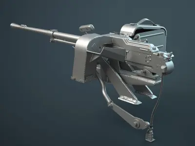 PKT Machine Gun with Tank Turret 3D model