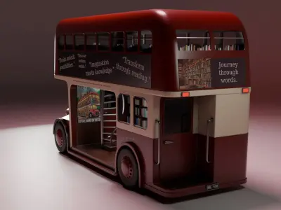 The Bookliner Rolling Library Express Mobile Library Low-poly 3D model