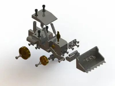 Tractor metal bulldozer 3D model