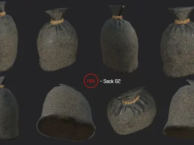 Sack Low Poly group of bags Low-poly 3D model