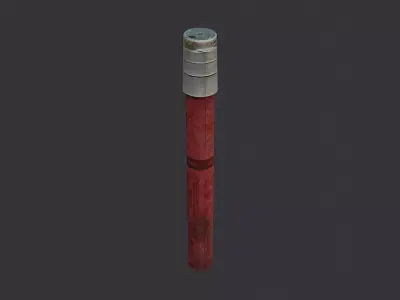 Flare Stick Signal Device Red Body White Cap Low-poly 3D model