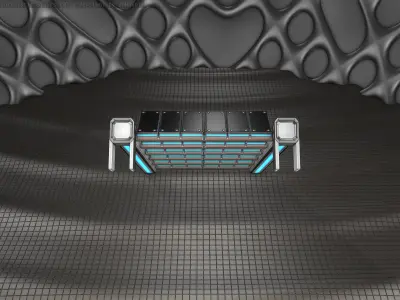 Sci-Fi Stairs - 14 - Silver Blue Neon Light Version  Low-poly 3D model
