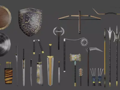 BasicWeaponPack weapons and tools Free low-poly 3D model