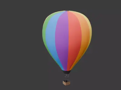 Colorful hot air ballon Free low-poly 3D model