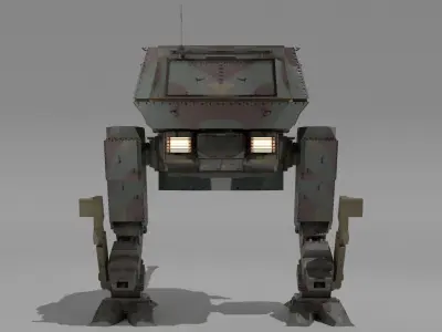 Destroyer Mech Walker with RIG and LOWPOLY Forest Camo Low-poly 3D model