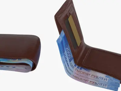 Russia 2000 Rubles Wallet Money Purse 3D model