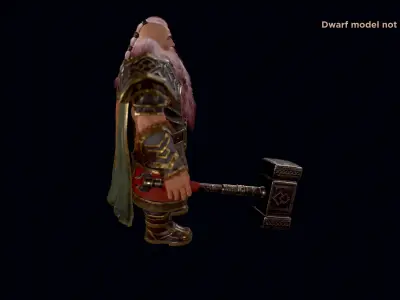 Dwarf hammer Low-poly 3D model