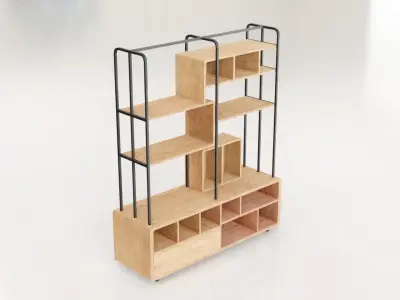 Furniture Modern Shelf 4 Low-poly 3D model