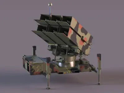 NASAMS Missile System Camouflage Ready to Attack 3D model