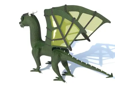 ugly midget green dragon Low-poly 3D model