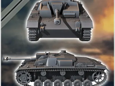 Sturmgeschutz StuG III Ausf F SdKfz 142-1 - miniatures tabletop 3D print model
