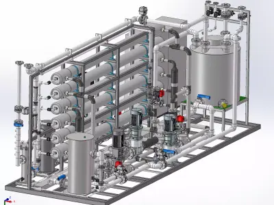 Skid-Mounted Two-Stage Low-Pressure Reverse Osmosis System  3D model