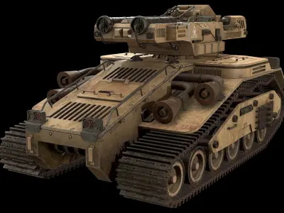 Tank Concept - 3 - Desert Low-poly 3D model