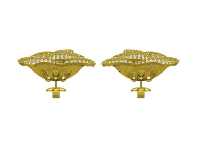 Antique Fully Iced Diamond Flower Earring 3D print model
