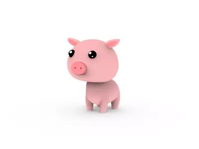 Cartoon Pig v001 character  3D model