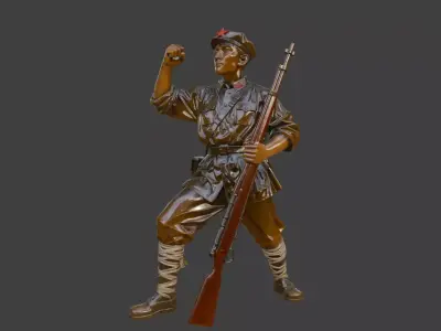 Military sculpture warrior  military battle war hero  soldier 3D print model 6