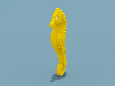 Voxel Seahorse Low-poly 3D model