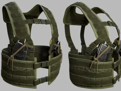 Tactical Vest Low-poly 3D model 2