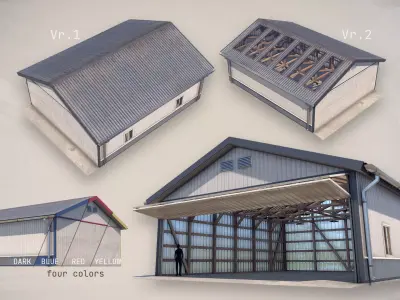 Airfield Hangar 12m 3D Model Collection